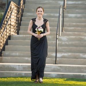 Black lace ruched dress